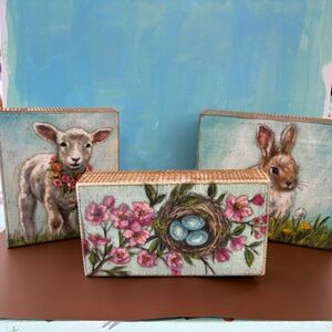 Primitives by Kathy Spring Easter Wooden Box Frames. Wall Decor or Shelf Sitters